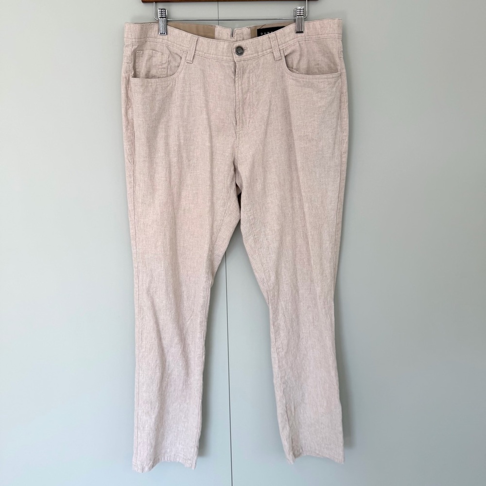 DUNNING GOLF Men’s Linen Cotton 5-pocket Khaki Lightweight Pants Size 34/32